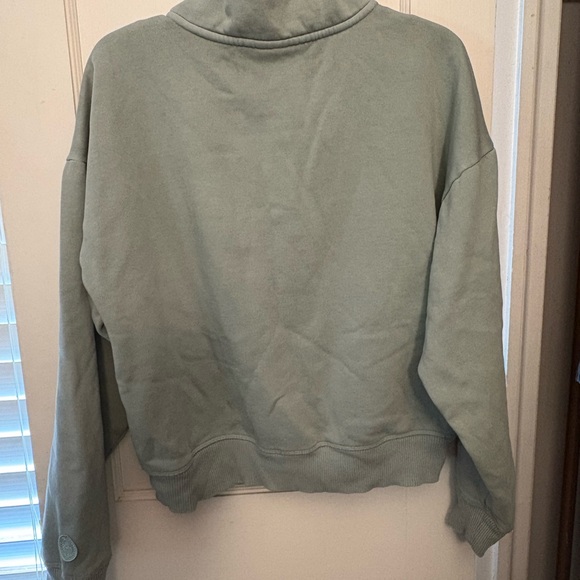Women's Half-Zip Sweatshirt - Sage Green - Picture 6 of 6